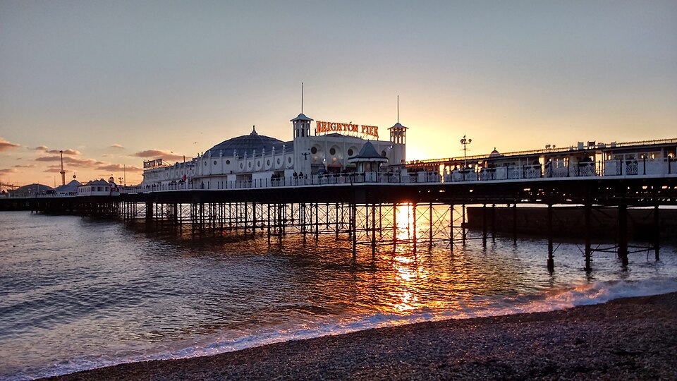 Brighton Pier on the Sussex coast at sunset