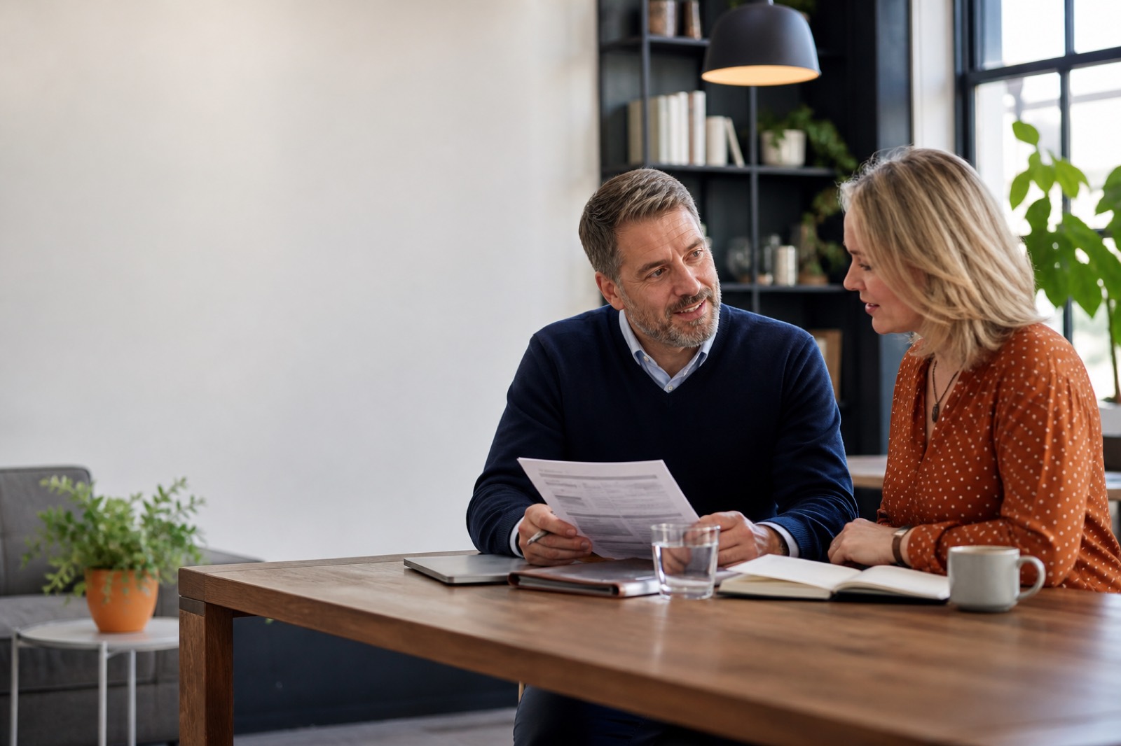 Business broker reviewing a valuation with a business owner