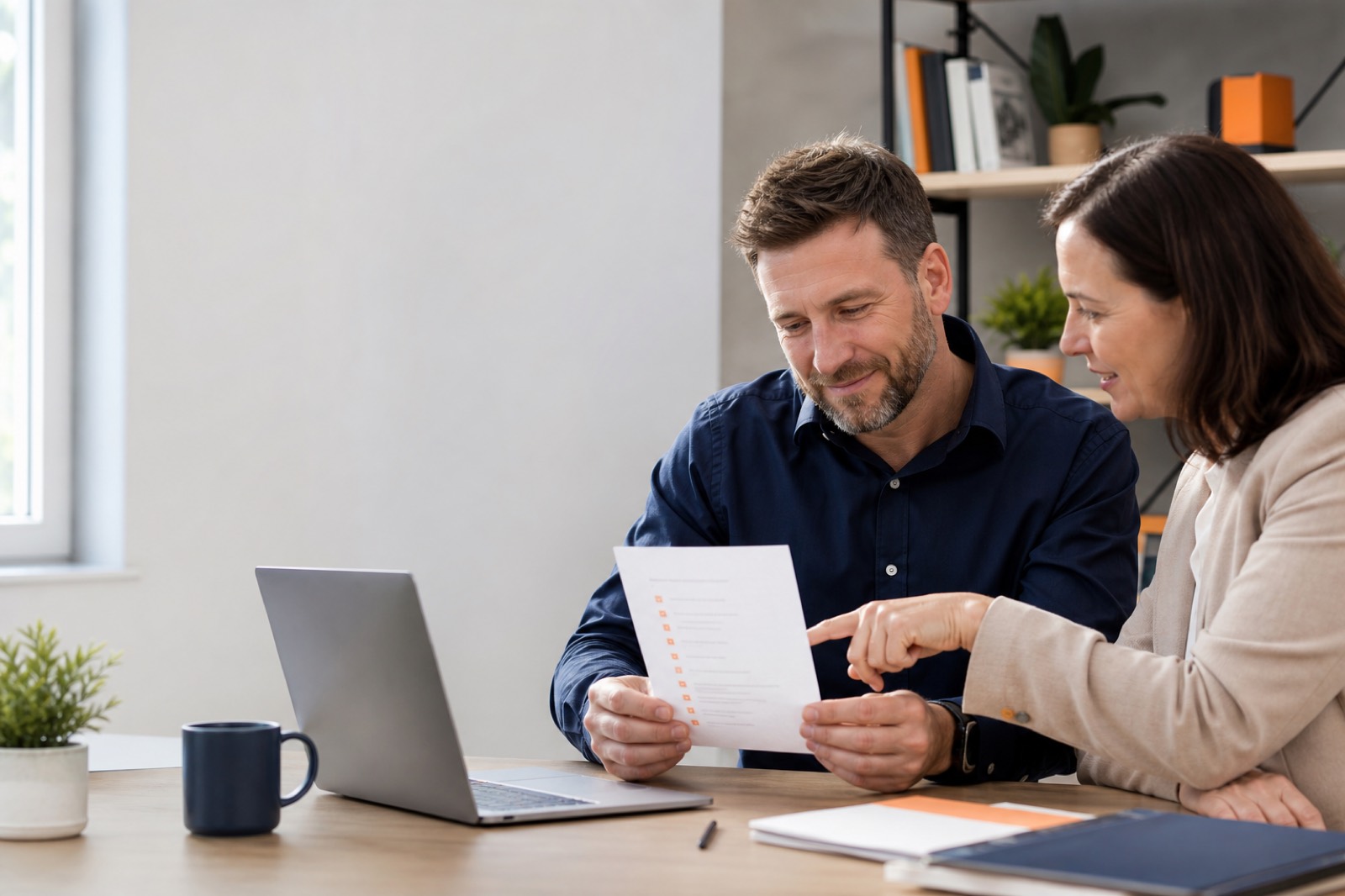 Business owner reviewing a checklist with an adviser